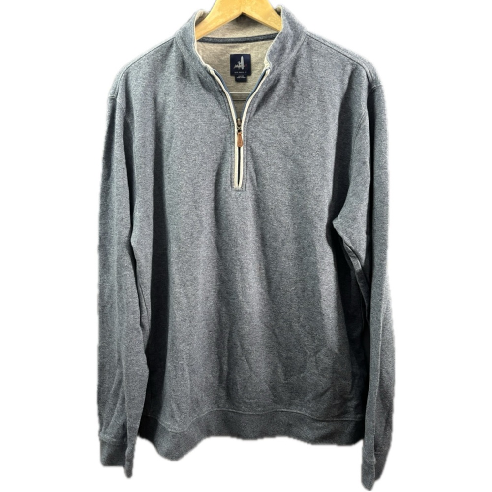 Johnnie-O Blue Gray 1/4 Zip Henley  Sweater Long Sleeve Mens Large Lyocell blend